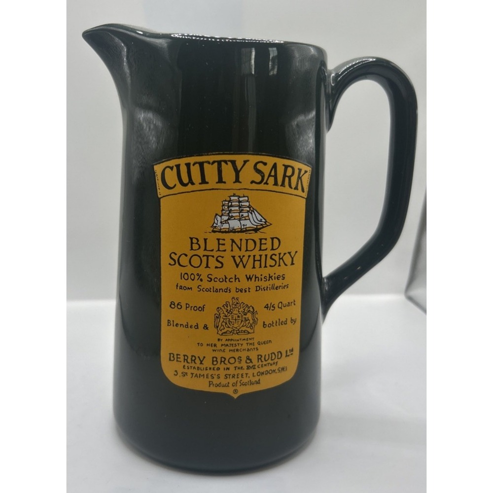 Vintage Cutty Sark Blended Scots Whisky Pitcher Wade Regicor Green Pub Jug UK